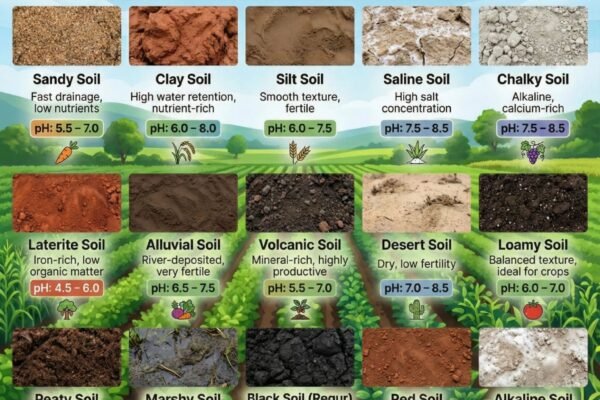 Soil types and pH range